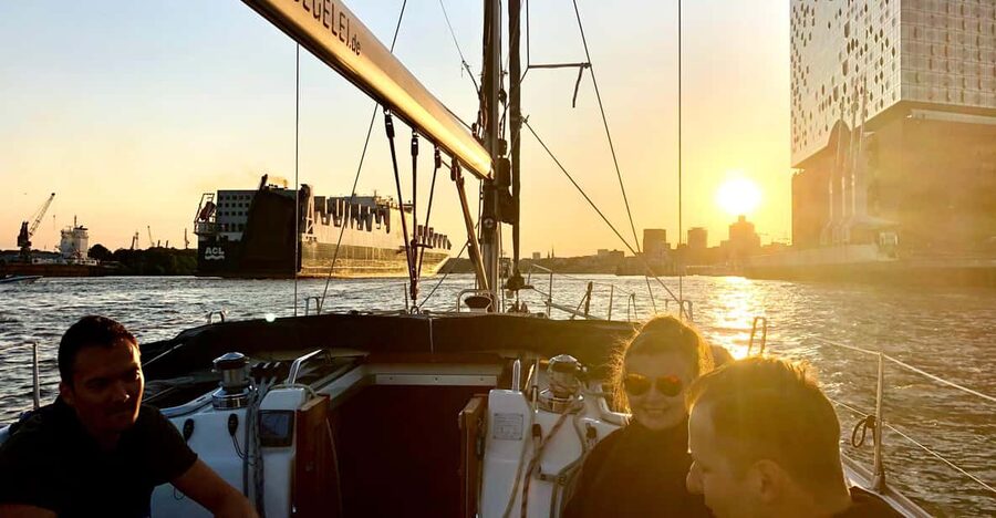 "After Work" - Sailing-Yacht Cruising Event, Hamburg/Elbe - The Elbphilharmonie and Hamburg’s maritime skyline