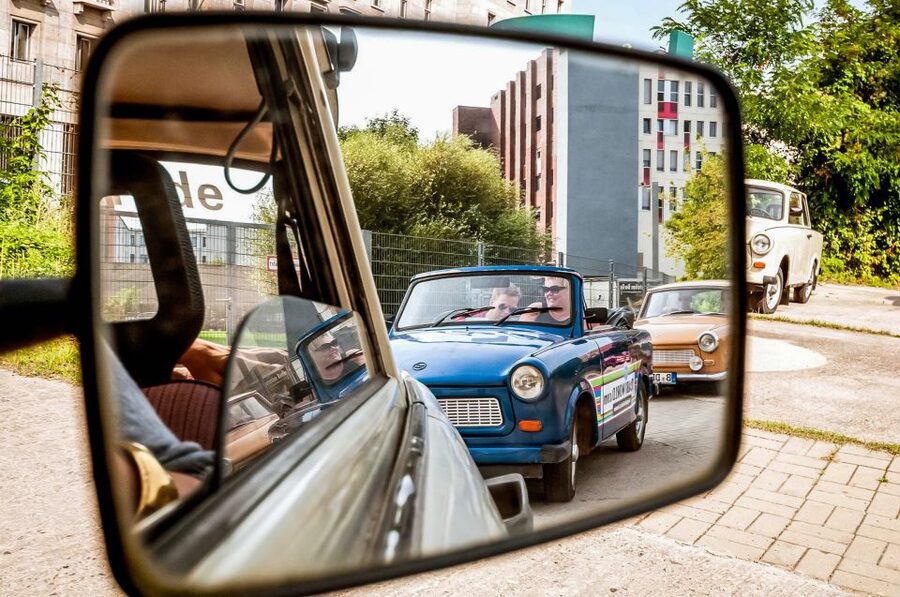 Berlin: 75-minute Trabi Safari - Swapping drivers and fitting four people inside
