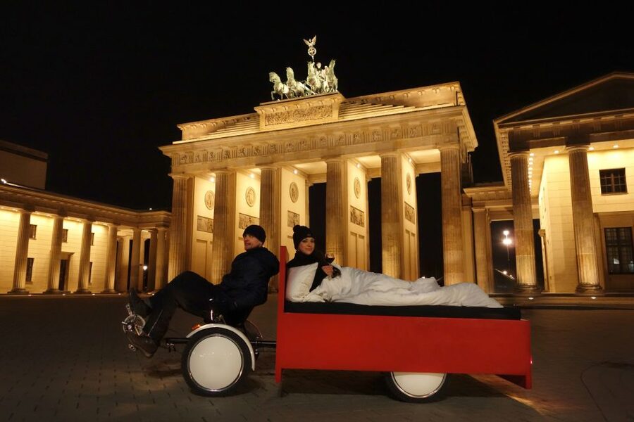 Berlin: City Sightseeing Tour in a Unique BedBike - Meeting the BedBike beneath the TV Tower