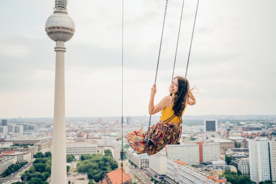 Berlin: Highest Swing in Europe - The safety briefing and harness fitting