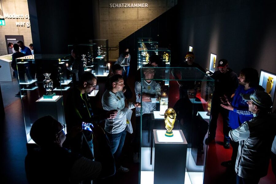 Dortmund: German Football Museum - Taking the microphone in the Sky Reporter Room