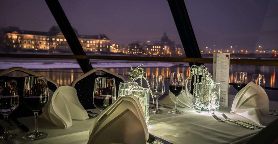 Dresden: Evening River Cruise with Dinner - Passing beneath the Blue Wonder bridge