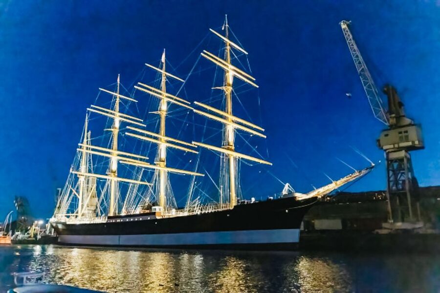 Hamburg: 1.5h Grand Harbor Evening Lights Cruise - Ships, cranes, and the working Elbe