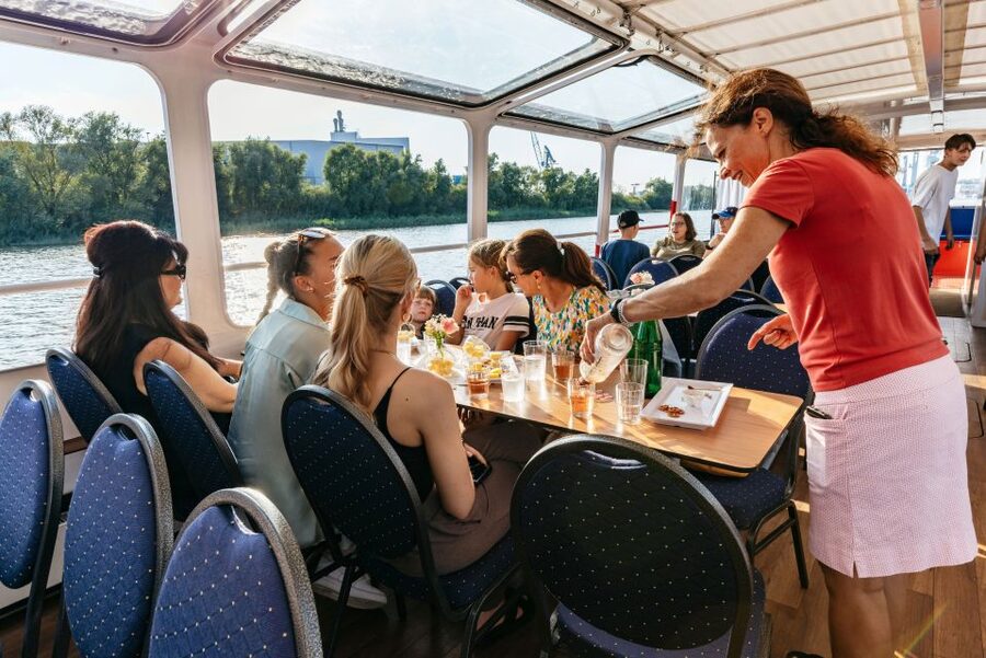 Hamburg: Harbor Cruise with Wine and Cheese - A sunset cruise through Hamburg’s working harbor